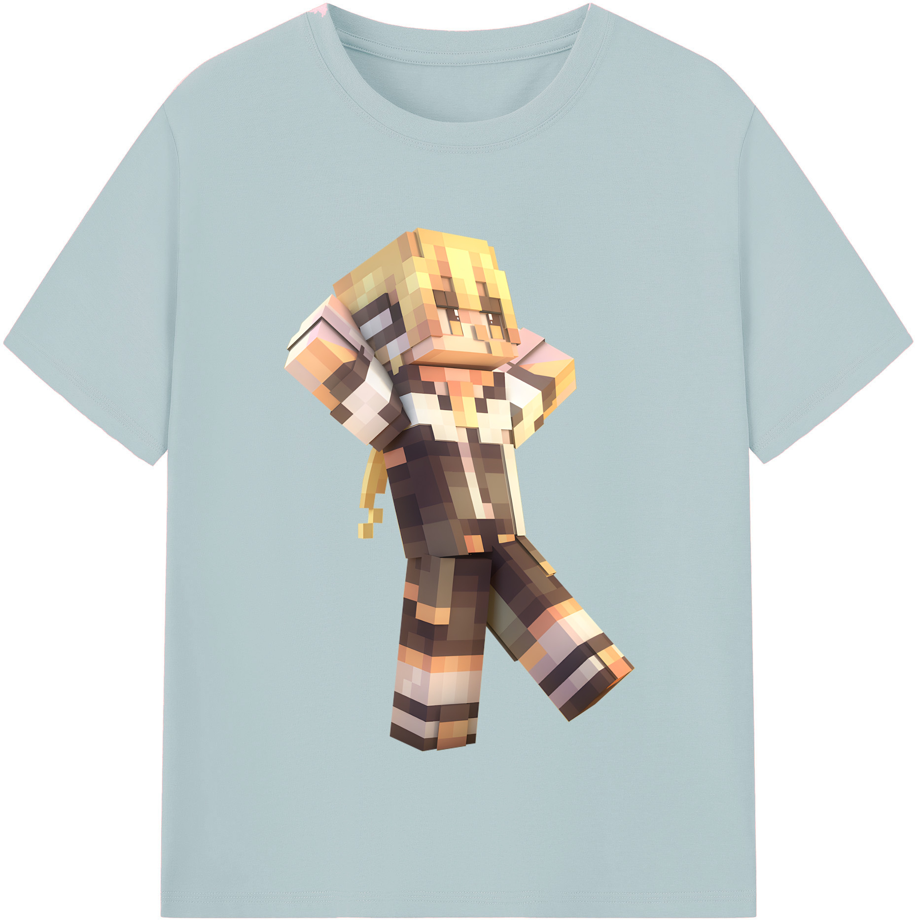 （画像用） マインクラフト ブロックの世界 Minecraft MC Block world 綿100％半袖Tシャツ（フロントプリント）